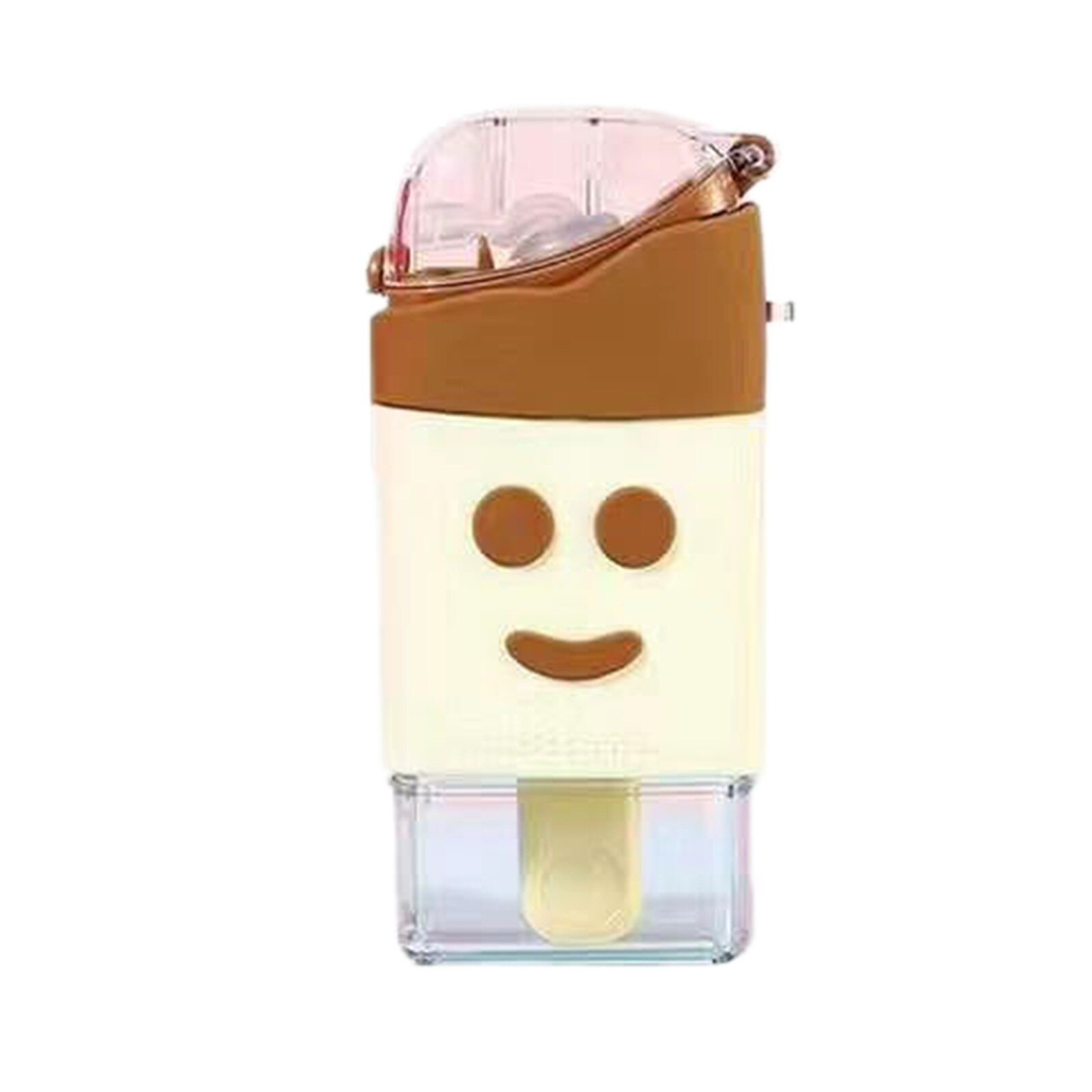 300ml Summer Cute Donut Ice Cream Water Bottle With Straw Square Watermelon Cup Portable Leakproof Bottle BPA Free: C