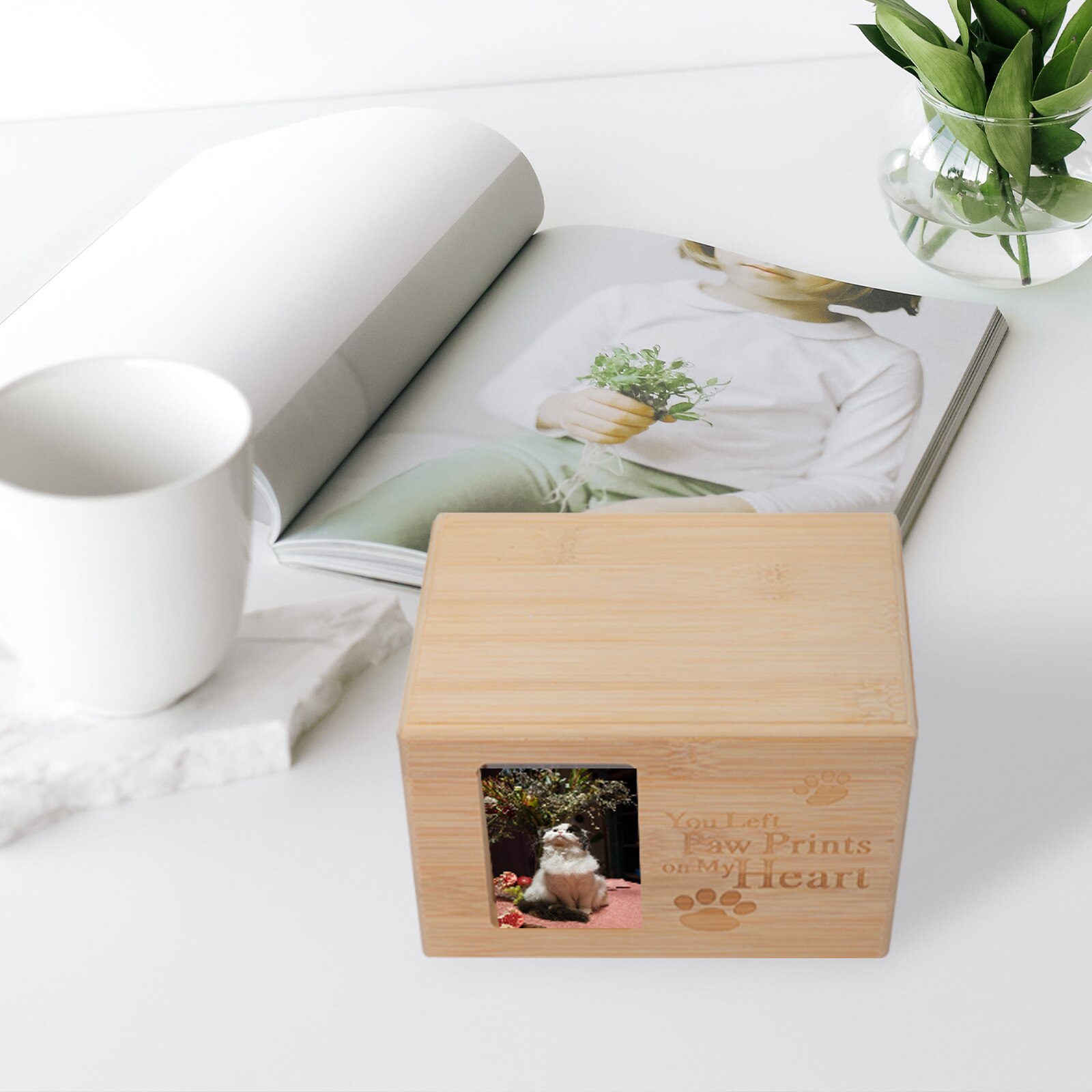 Urna de cremación de bambú para mascotas, suministros funerarios para gatos y perros, 1 unidad