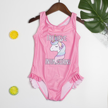 Piger i ét stykke enhjørning badedragt sommer pink badetøj til babypiger sød strandtøj enhjørning badedragt  g51-jx3
