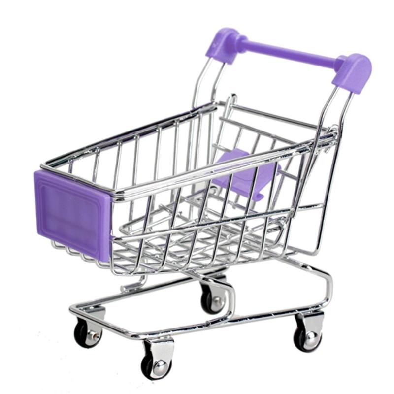 Mini Kinderen Handkar Simulatie Kleine Supermarkt Winkelwagentje Utility Winkelwagen Pretend Play Speelgoed Kinderwagens Kids: Paars
