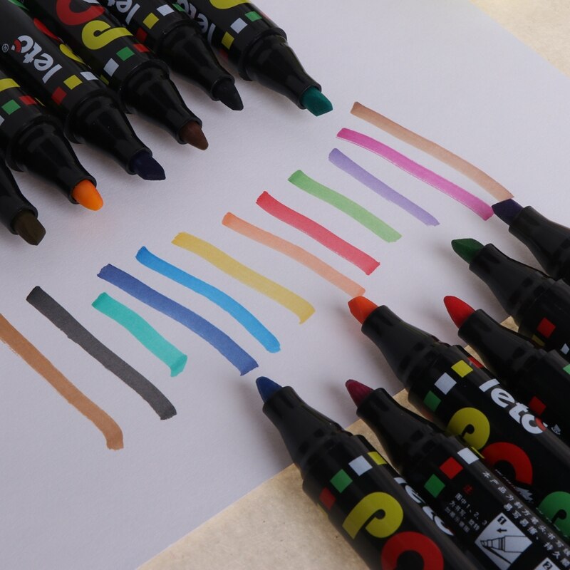 12 marcador de pizarra de Color borrable, para poner papel de cristal en borrado en seco, pluma para escribir de 5mm