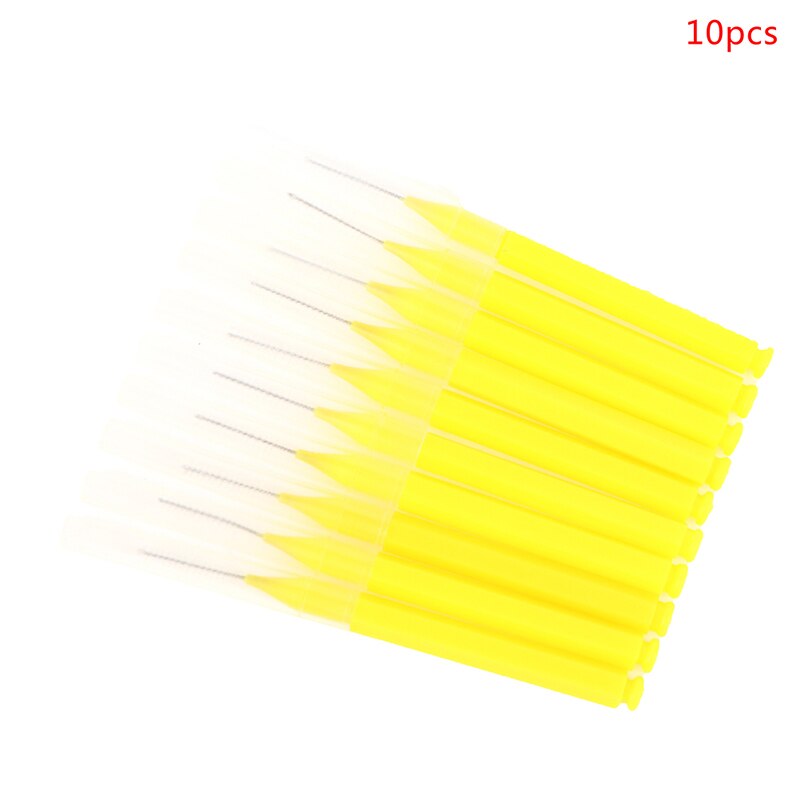10pcs Healthy Tooth Floss Oral Hygiene Dental Floss Soft Plastic Interdental Brush Toothpick For Teeth Cleaning Oral Care: Yellow