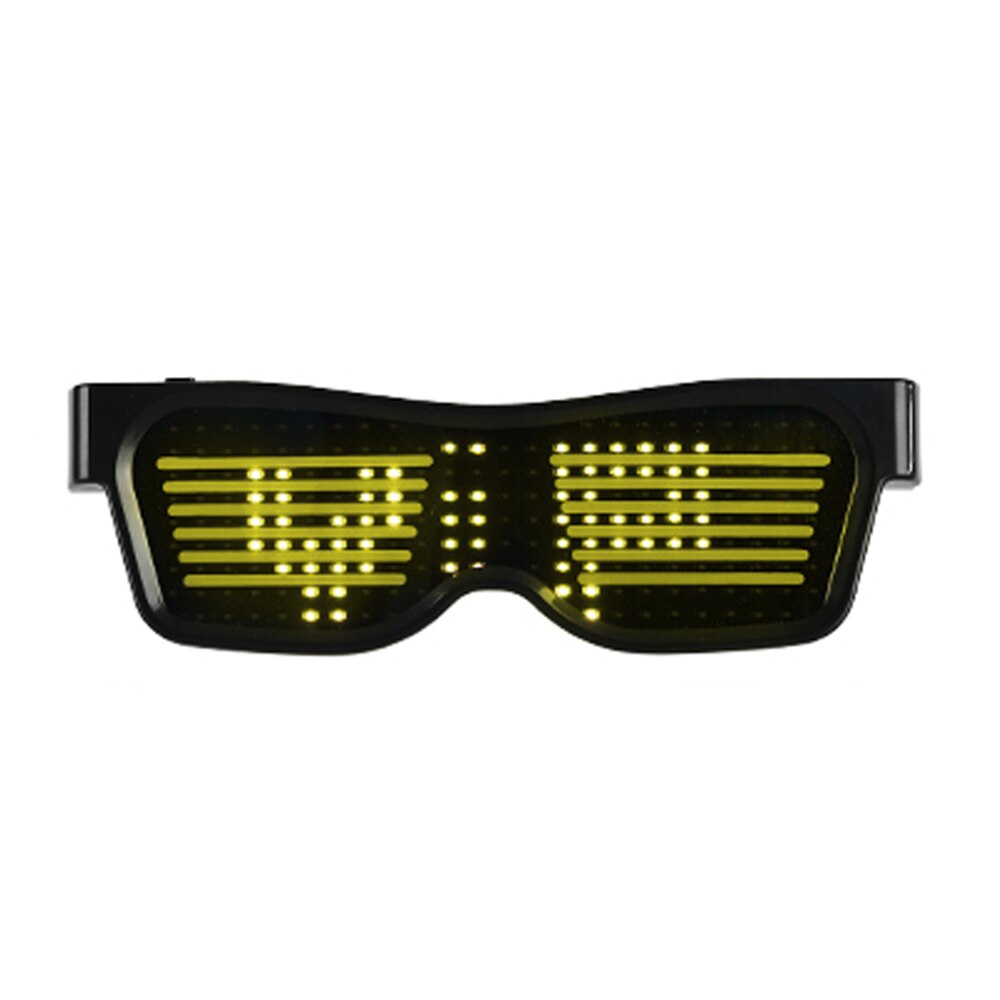 Mobilapp trådløs forbindelse førte bluetooth lysbriller personlighed dynamisk kort lysende blinkende køligt lys op legetøjsbriller: Gul