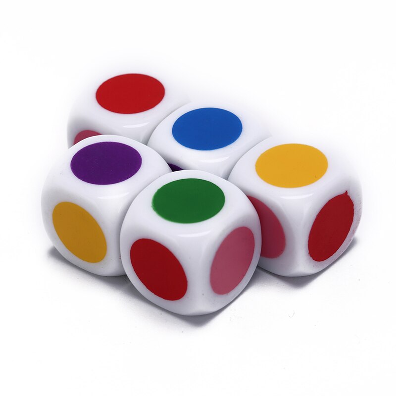 5 Teile/satz 16mm Mehrfarbig Acryl Würfel Würfel Perlen Sechs Seiten Farbe Würfel Tragbare Tabelle Spiele Spielzeug