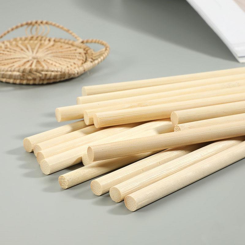 Palos redondos de bambú de madera de 3-8mm, manualidades hechas a mano, Material de palitos de madera pequeños para suministros de carpintería