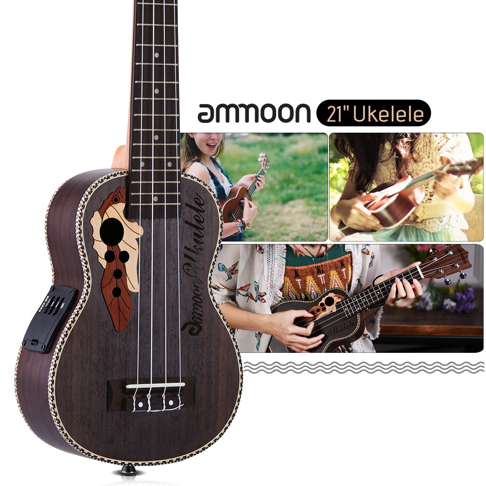 Ammoon 21 Inch 15 Frets Ukulele Ukelele Uke Palissander Body 4 Strings Hawaiian Gitaar Muziekinstrumenten