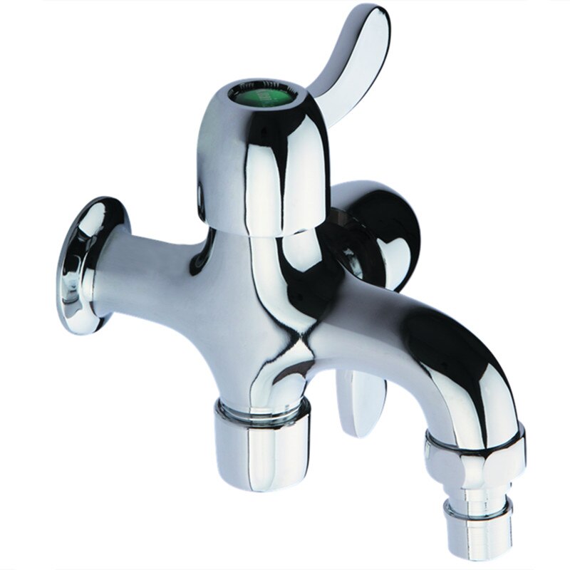 Grifos de latón cromado montado en la pared doble salida de agua de Control de jardín grifo de lavadora baño Baño mopa piscina grifos: Chrome