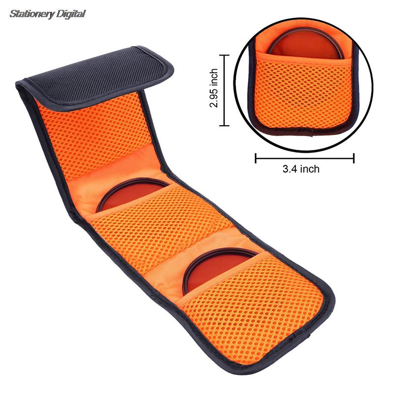 3 Pockets Lens Filter Bag Camera Lens Filter Pouch For 82mm ND UV CPL Camera Lens Filter Holder Wallet Case