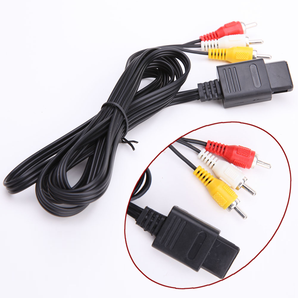 1.8m AV Audio Video A/V TV Cable Cord RCA for Nintendo 64 N64 GameCube NGC SNES SFC