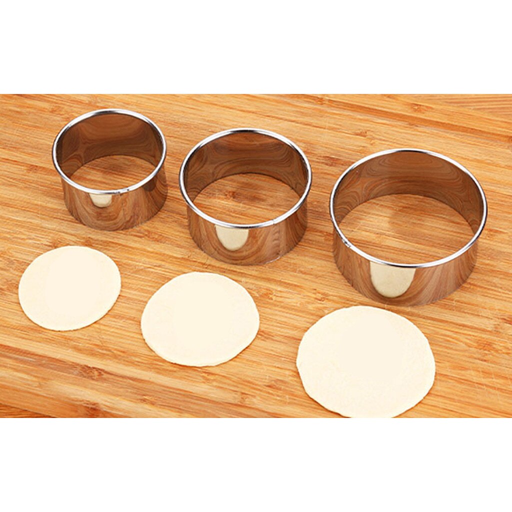 3 storlek rostfritt stål runda dumplings omslag formar set cutter maker verktyg runda kaka bakverk wrapper deg skär verktyg 1218