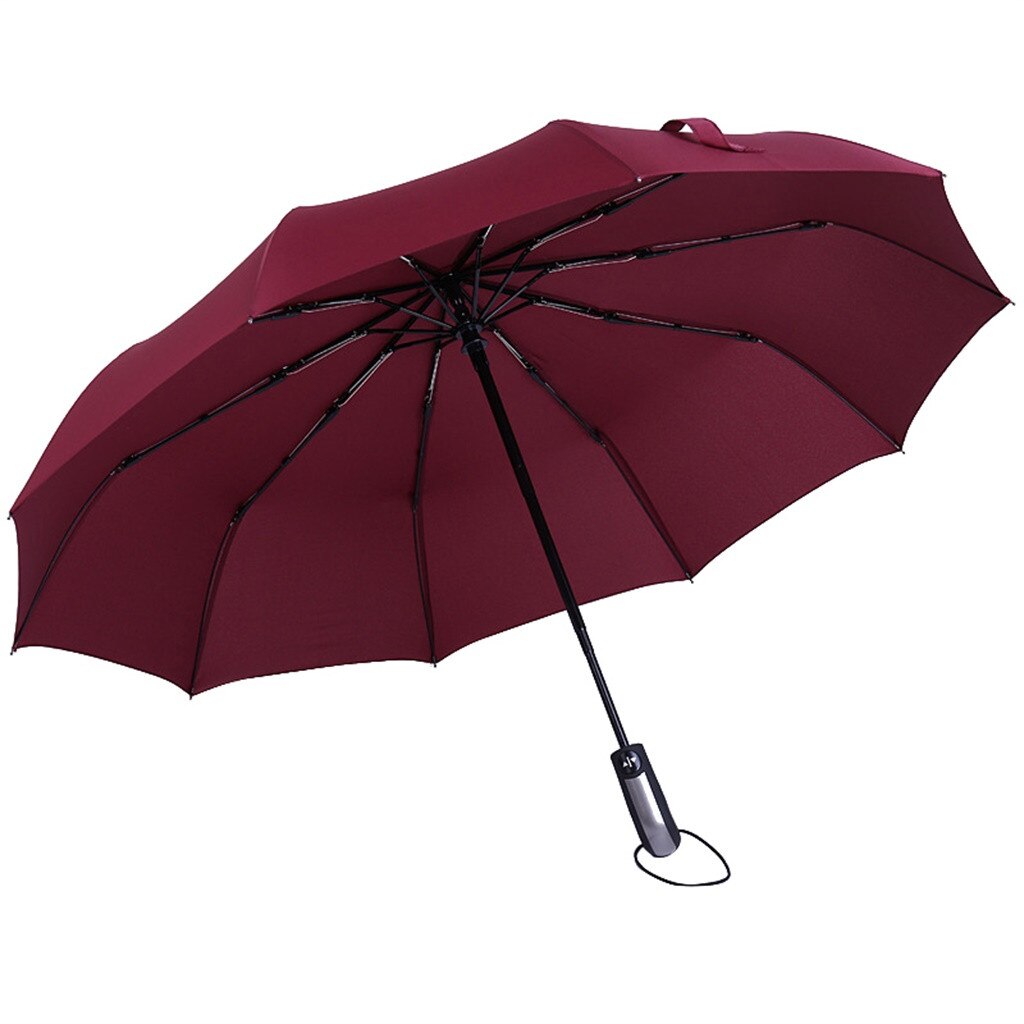 Sombrillas invertidas de doble capa a prueba de viento paraguas plegable inverso protección Uv diez huesos paraguas plegable automático hembra macho: Rojo
