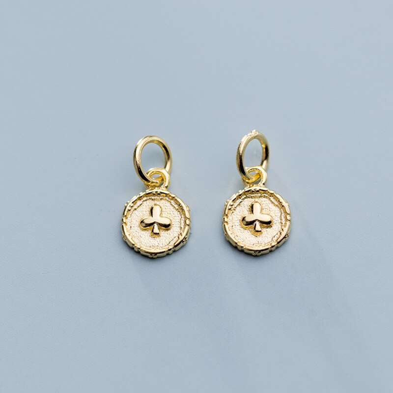 925 Sterling Silber Medaillon Blume Charms 7,5mm Kleine S925 Silber Mädchen Anhänger DIY Schmuck Zubehör: gold 1pcs