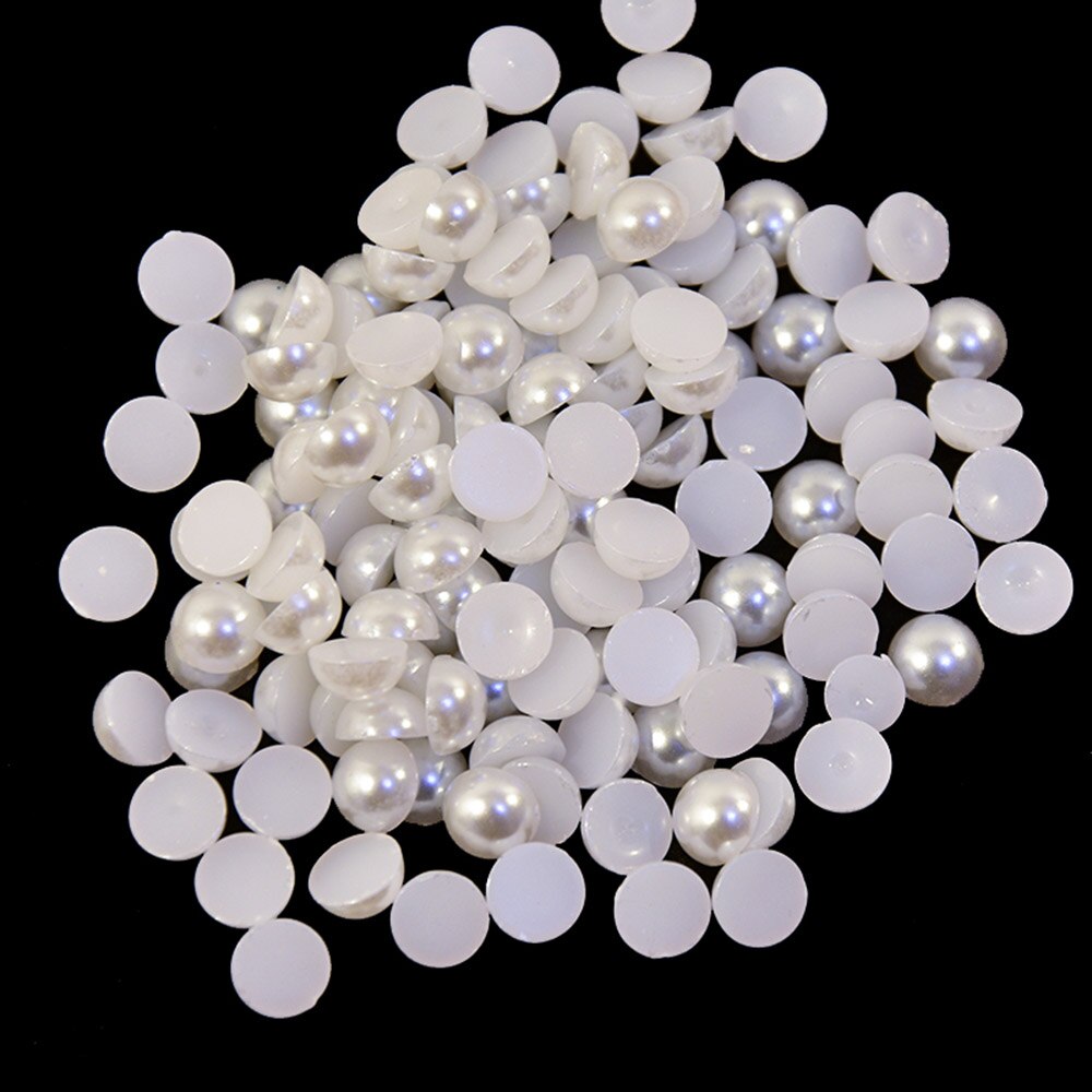 1 Zak Nail Art Rhinestones Gemengde Size (2-7 Mm) wit Abs Parels Halfronde Plaksteen Parels Voor Diy Decoratie Nagel Kraal Stenen # KY8: 7mm