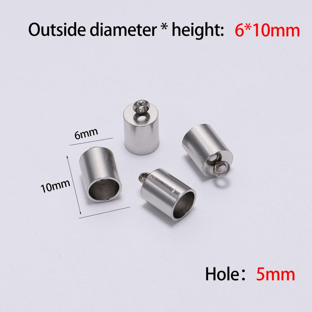 10 stk/parti rustfrit stål endehætte passer 2 3 4 5 6 7 8 10mm kvast lædersnor ende krympehætter til smykkefremstilling gør-det-selv-armbånd: 5mm