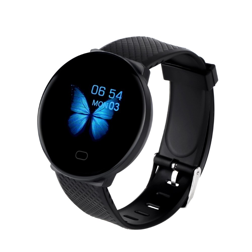 D19 IP67 Waterproof Bluetooth Heart Rate Monitoring Sports Smart Watch Bracelet: Black