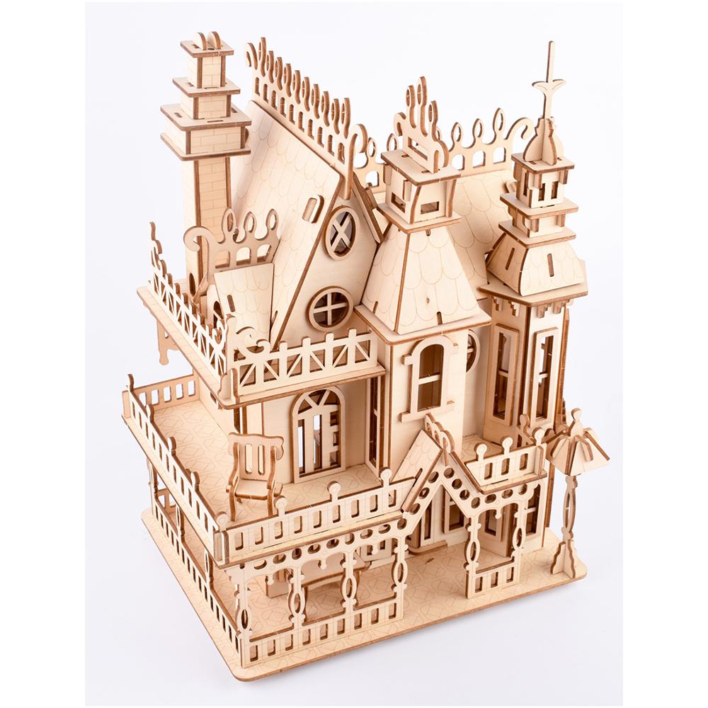 Beroemde Nationale Attracties Hoge Precisie Lasersnijden Puzzel 3D Houten Puzzel Modelbouw Kits-Nederlandse Windmolen: Dream Villa