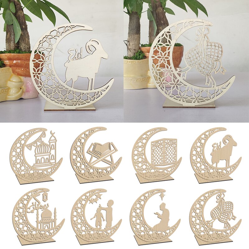 Eid Al-Fitr Decorations Wooden Crafts Carving Home Decorations Detachable Decorative Cartoon Handicraft Ornaments