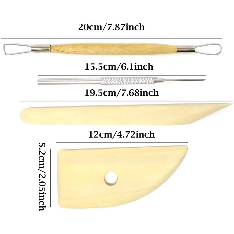 8pcs Premium Pottery Clay Tools Set Ceramics Moldeling Clay Sculpting Tools Stainless Steel Wooden Handle Carving Art Tool