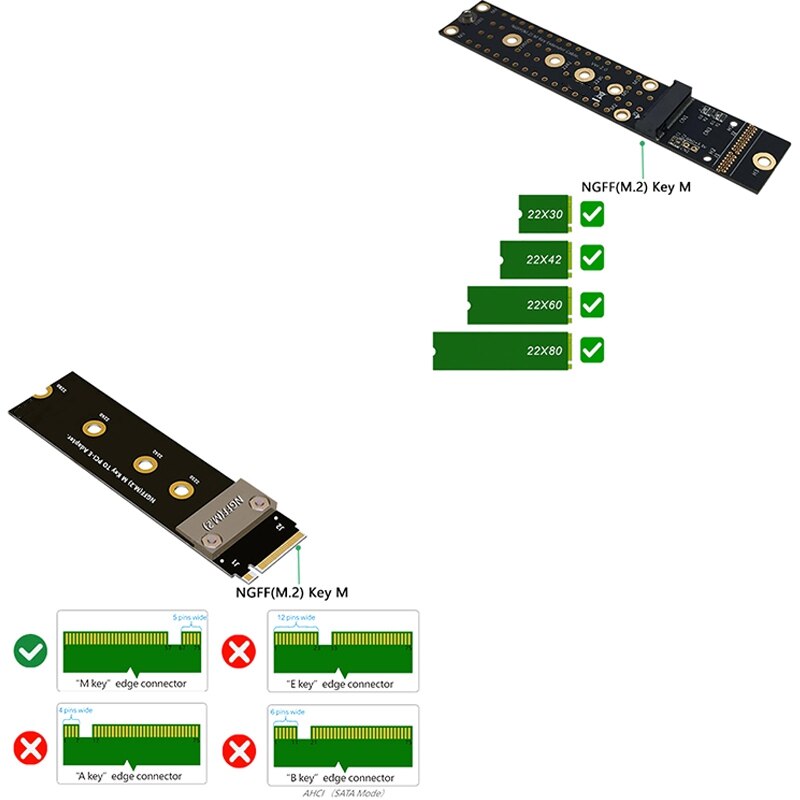 M.2 Ngff Nvme M Sleutel Ssd Verlengkabel 2280 Riser Extender Card Ondersteuning Pci-E 3.0 4X Verlengsnoer