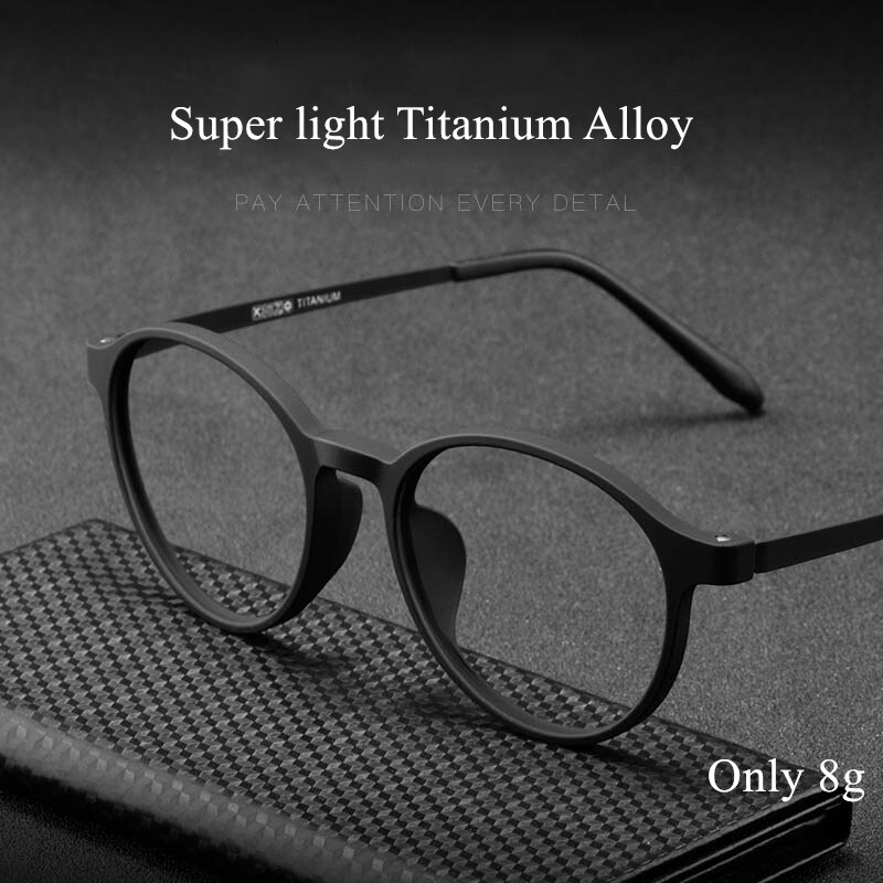 Gafas de montura de gafas redondas para hombre y mujer, anteojos de montura de gafas redondas ultralivianas de aleación de titanio para miopía, graduadas ópticas, montura para Miopía