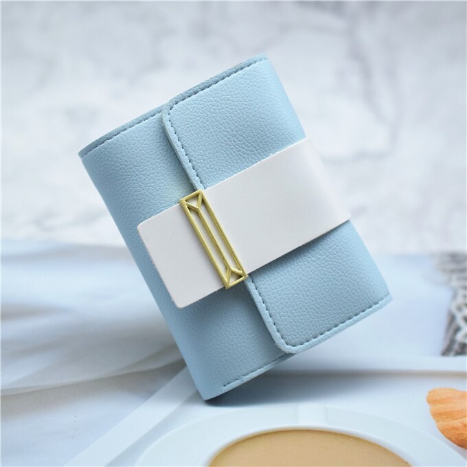 Dames portemonnee en tas van pu leer zwart/blauw/bruin/grijs/roze korte slanke dames portemonnee creditcardhouder portemonnee hoesje: Blauw