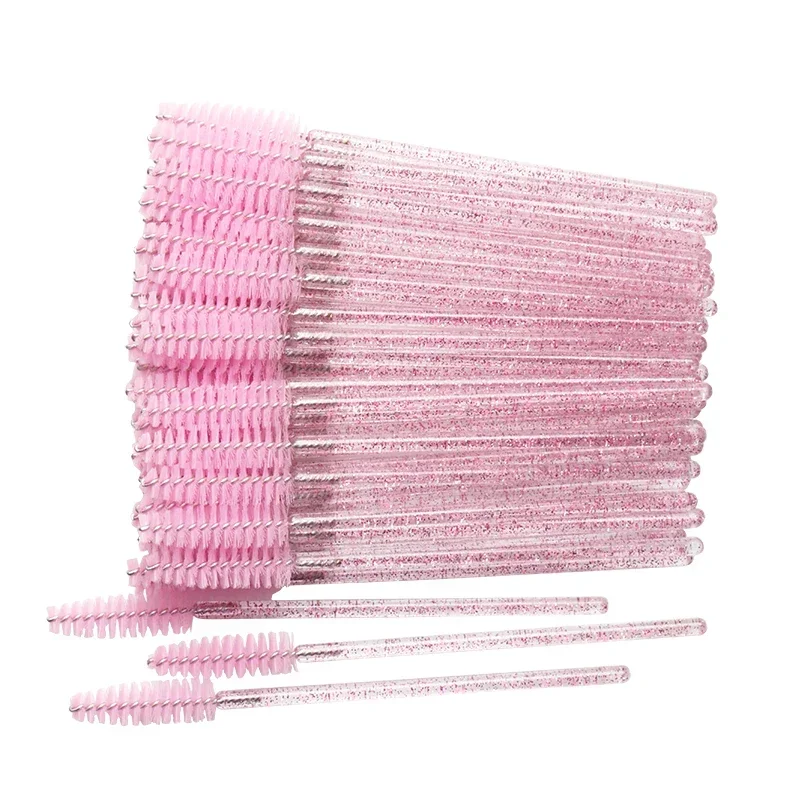 50 Stuks Wegwerp Wimperborstels Crystal Eye Lash Mascara Wands Glitter Lash Kam Spooies Micro Make-Up Applicators