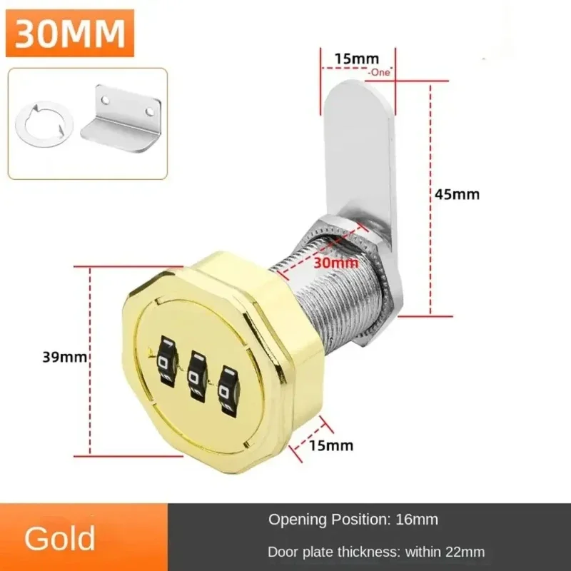 1PCS Password Cabinet Lock Zinc Alloy Password Locks Security Home Automation Cam Lock For Mailbox Cabinet Door 16/30mm: WHITE