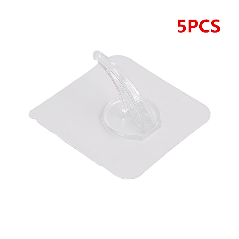 Strong Adhesive Wall Hook Kitchen Bathroom Seamless Invisible Mini Waterproof Transparent Storage Hook: 5PCS