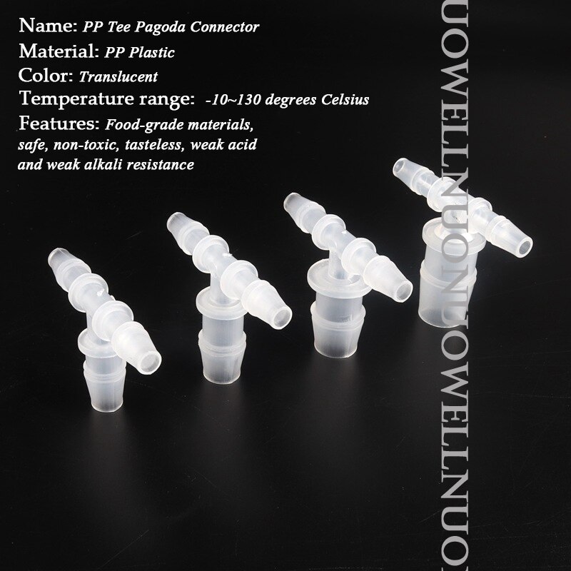 Conector de mangueira de água pp, conector redutor de plástico, conectores t para aquário, tanque de peixes, tubulação de água, junta de cano de escape de pagode, 10 peças