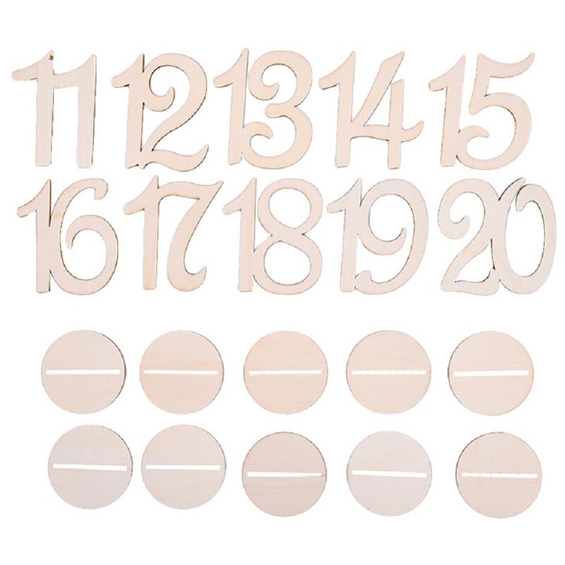 Wedding Table Numbers 1-20 Set Wood Table Numbers Centerpiece for Party Birthday Anniversary and Baby Shower Rustic Wood with Ho