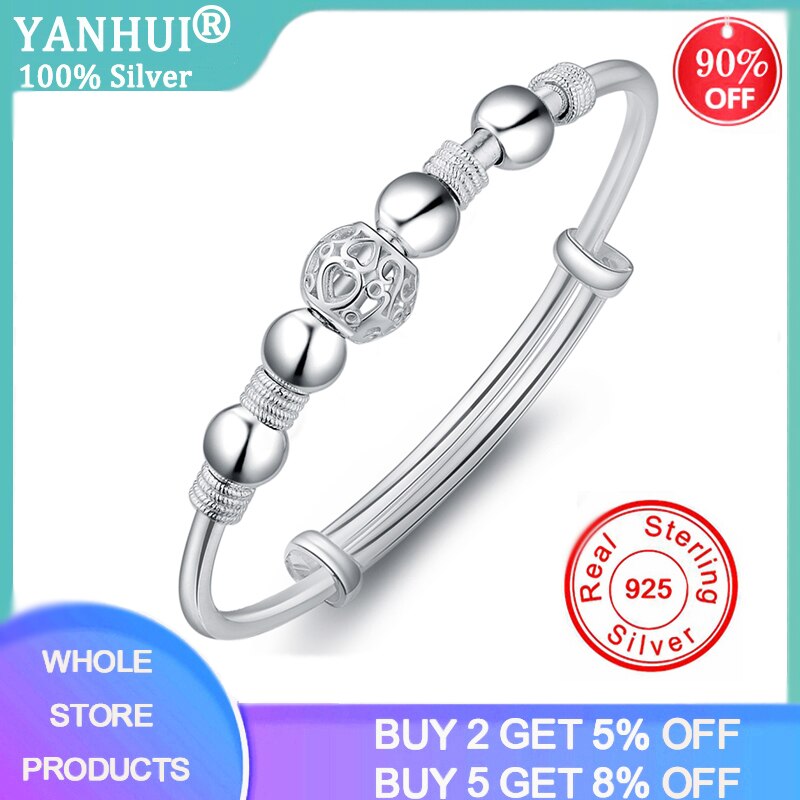 Yanhui 3 Stijl 925 Sterling Zilver Lucky Charm Armband Manchet Armbanden Voor Vrouwen Armbanden Zilver 925 Sieraden Pulseira