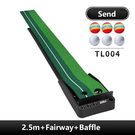 PGM 2.5/3m Indoor Golf Putting Mat Home Practice Carpet with Fairway Golf Putter Trainer Ball Return Mini Golfing Training Aids: 2.5m fairway baffle
