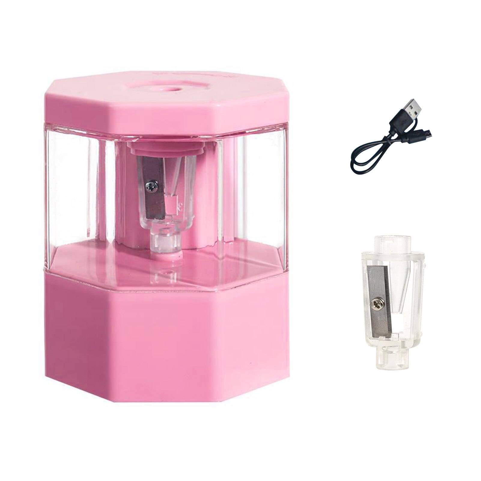 Portable Electric Pencil Sharpener Fast Sharpern Rechargeable Pencil Sharpener for 6.5-8mm Pencils for Home Office School: Pink