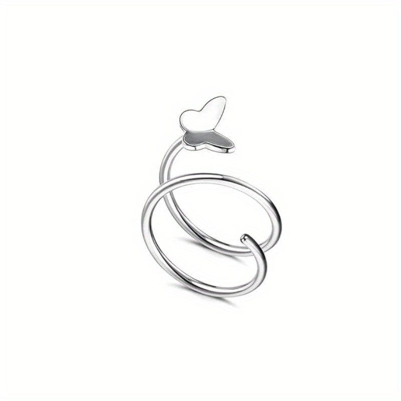 Drperfect 20G Acero inoxidable doble nariz aro espiral Luna estrella mariposa serpiente pendientes de aro retorcidos para mujer: Pistola negra plateada