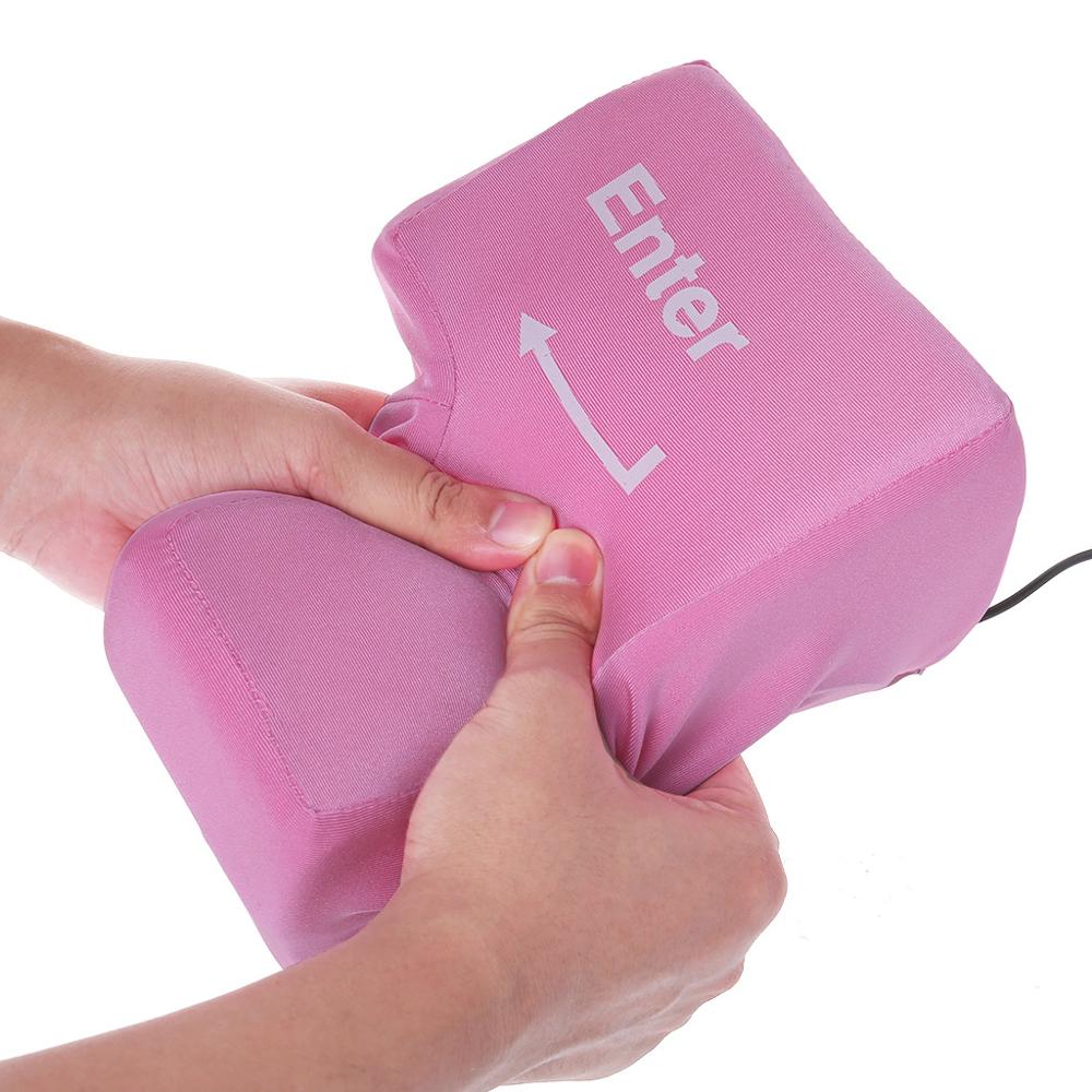 USB Big Enter Key Decompression Large Enter Key Computer Vent Button Desktop Pillow for Programmer Stress Relief Gadget