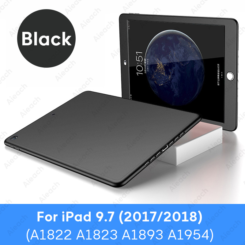 Cubierta completa 360 ° para iPad Funda con Protector de pantalla suave Funda para iPad 10,2 7th 9,7 6th generación Funda: 2017 2018 9.7 Black