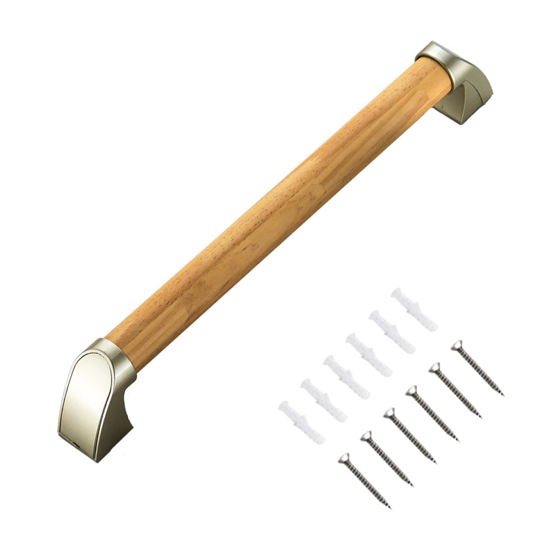 Barra de agarre de ducha antideslizante, barra de agarre de baño de madera maciza cromada, mango de equilibrio de baño, soporte de riel de mano de seguridad: B
