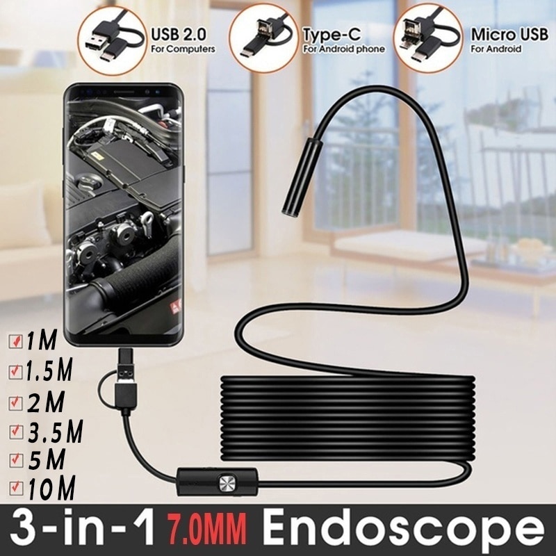 Typ c usb mini endoskop kamera 7mm 1m 3.5m 5m flex – Grandado