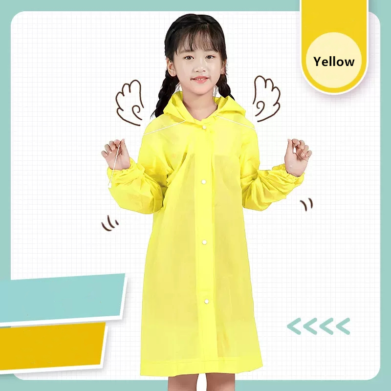 EVA Children Raincoat Thickened Waterproof Rain Coat Kids Clear Transparent Tour Waterproof Rainwear Student travel Rain Poncho: green