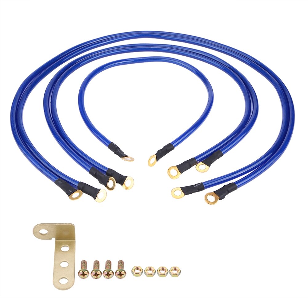 Universal 5 Point Universal Car Earth Ground Cables Grounding Wire System Kit High Performance Improve Power