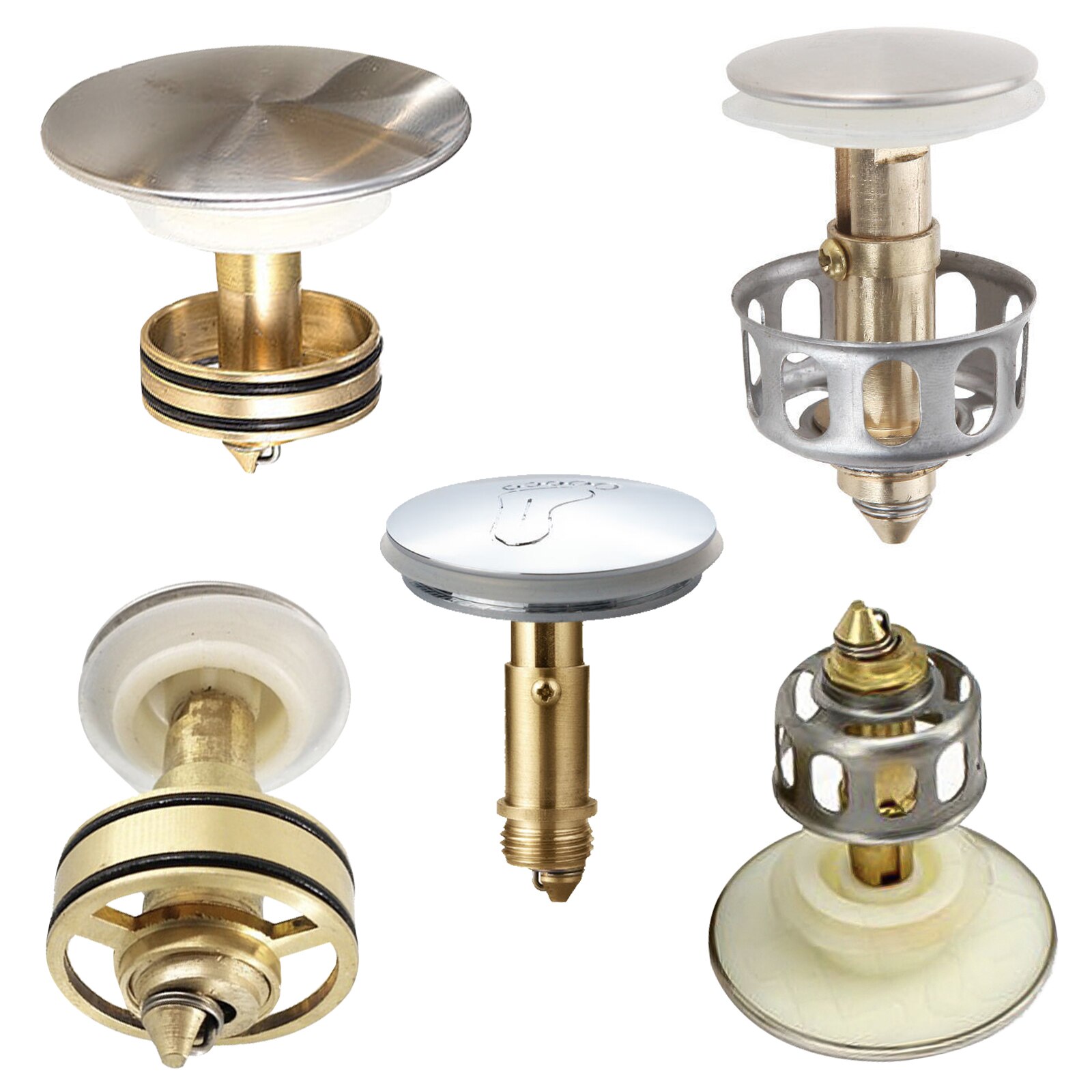 Wash Basin Bounce Drain Filter Universal Stainless Steel Push-Type Bounce Core Leaking Plug Accessories Kitchen Sink Seal Draine