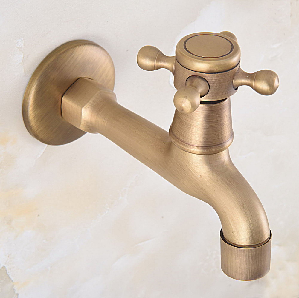 Wall Mount Garden Washing Machine Water Tap Antique Brass Faucet Mop Pool Faucet Bibcocks Cold Water Tap Zh007: A Style