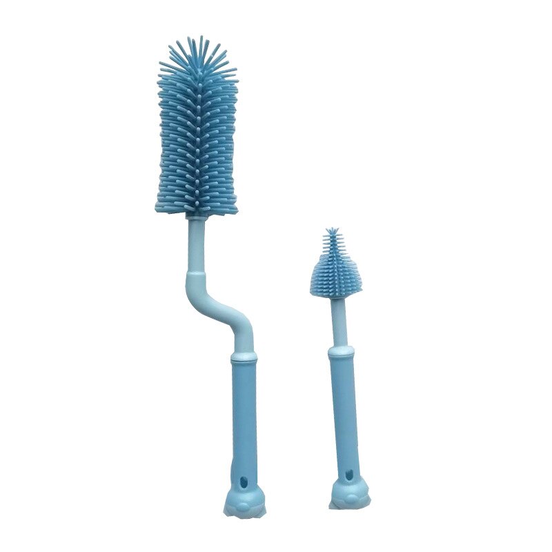 Limpiador de biberones para bebé recién nacido, cepillos de silicona con rotación de 360 grados, mango largo, botella de leche, taza de pezón, cepillo de limpieza