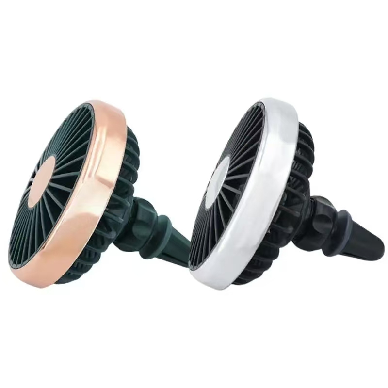Mini ventilador de coche, ventilador de refrigeración para coche, clip de ventilación de aire USB para coche, ventilador pequeño con iluminación ambiental, ventilador potente eléctrico ajustable de 3 velocidades
