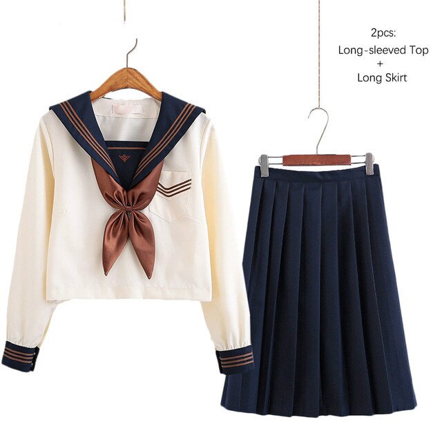 Japanese School Uniforms Sailor Suit Jk Uniforms College Middle School Uniform for Girls Students Light Yellow Costume: L L suit / M
