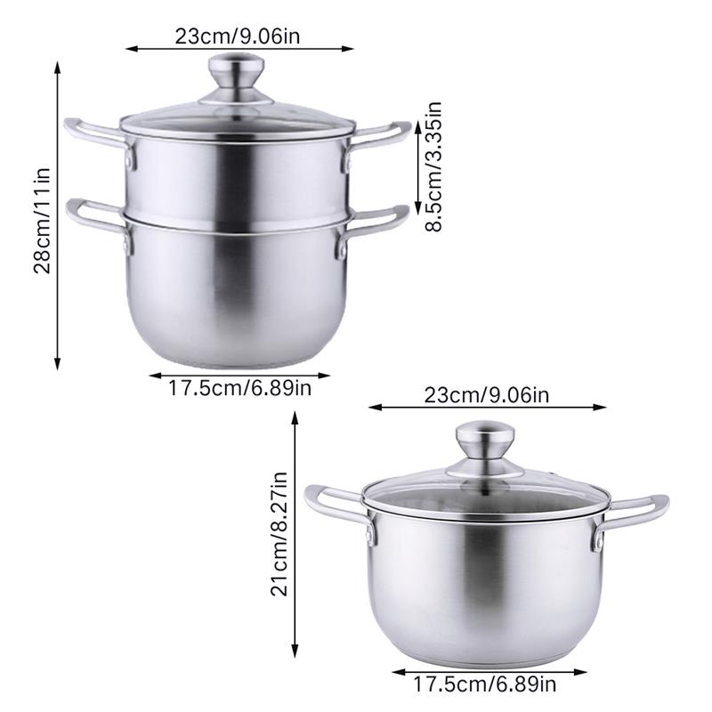 304 Stainless Steel Three Layer Thick Steamer Pot Soup Steam Pot Universal Cooking Pots For Induction Cooker Gas Stove Steam Pot