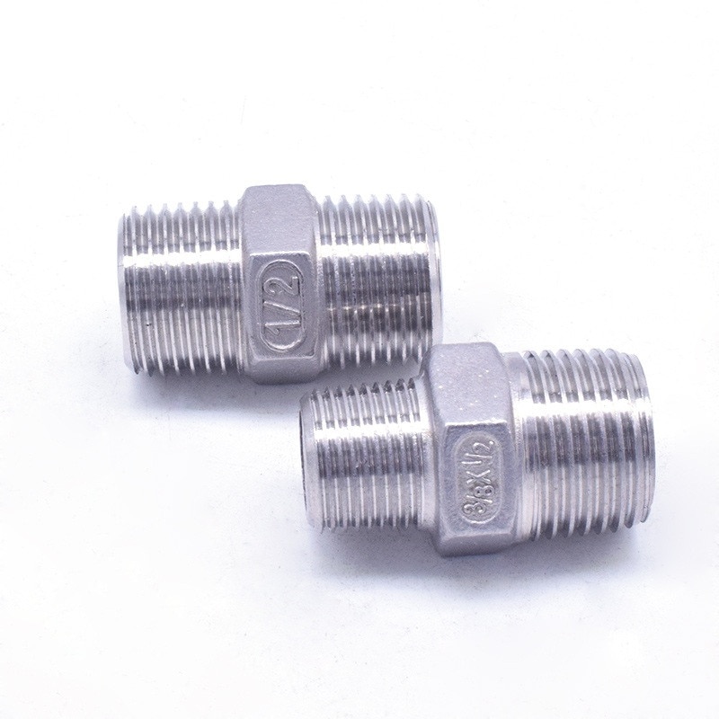 Raccords de tuyaux à filetage mâle Double tête en acier inoxydable 1/8, 1/4 "3/8" 1/2 "3/4" 1 "1-1/4" 1-1/2 "BSP filetage 304