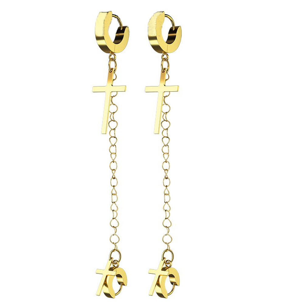 WKOUD-pendientes de aro con forma de cruz para hombre y mujer, joyería colgante, Color dorado, minimalista, delicado