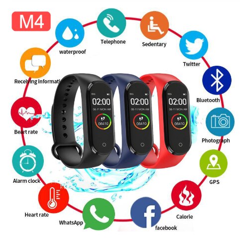 M4 Smart Polsband Band 4 Armband Bluetooth Horloge Hartslag Fitness Sleep Monitor Waterdichte Smart Armband Horloge Mannen Vrouwen
