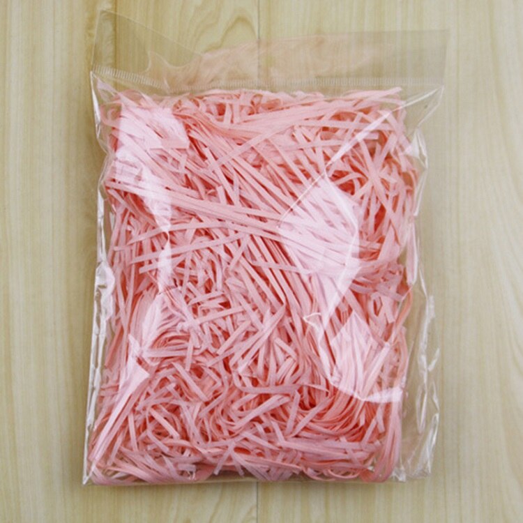Farverige strimlet rynkepapir raffia slikbokse diy boks fyldstof materiale tissue party emballage fyldstof dekoration: Lyserød